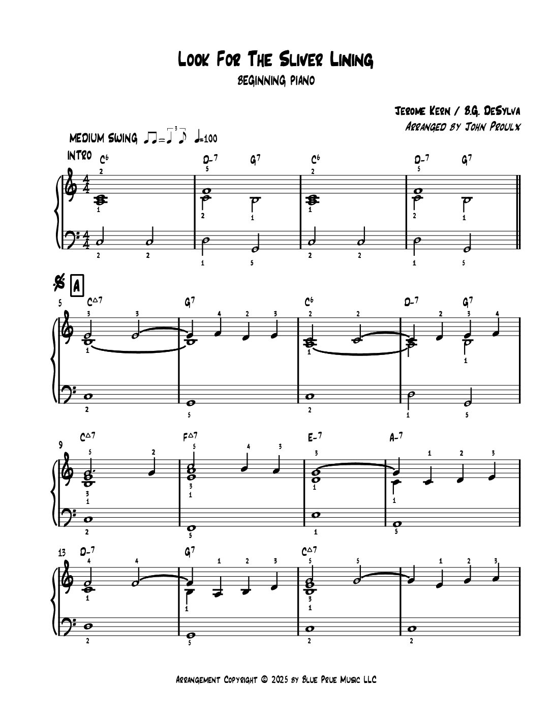 Look For The Silver Lining-Beginner Piano