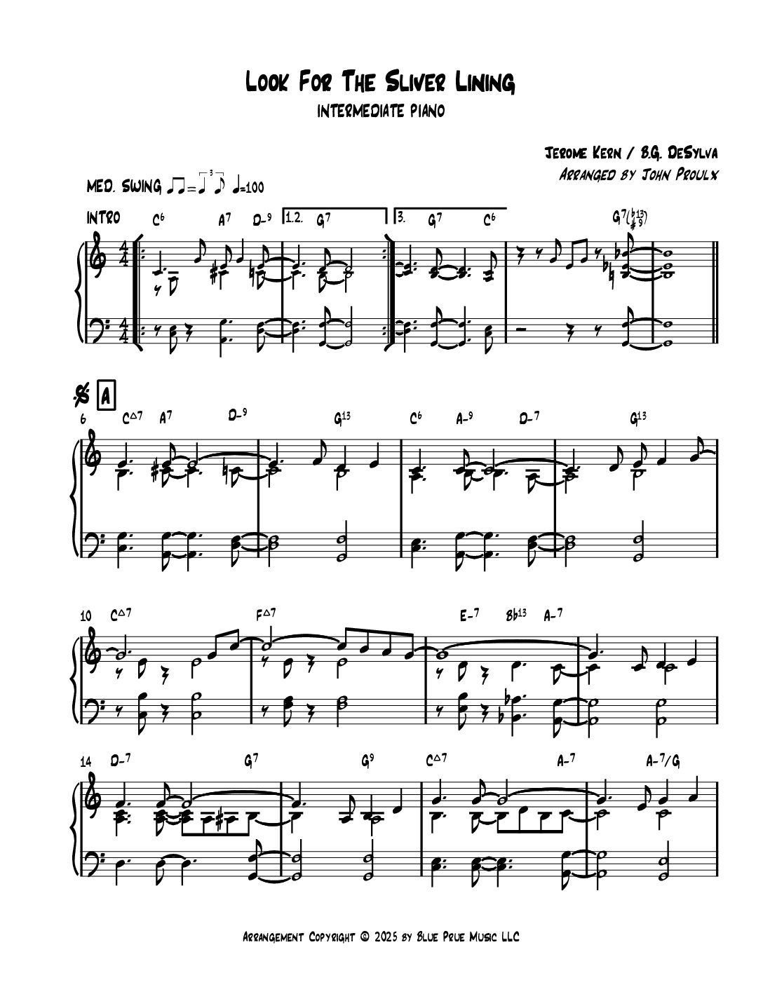 Look For The SIlver Lining-Intermediate Piano