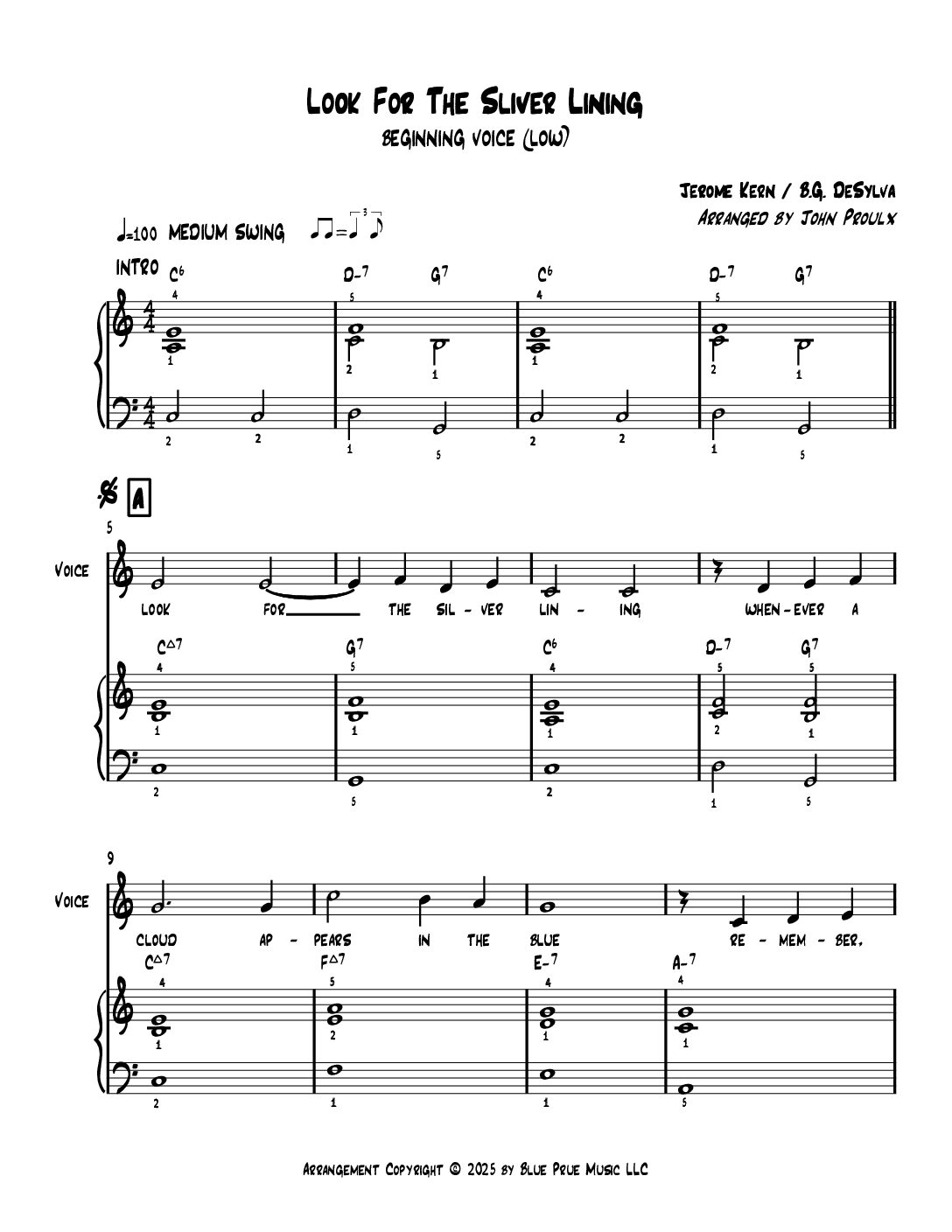 Look for the Silver Lining-Beginner Voice (low)